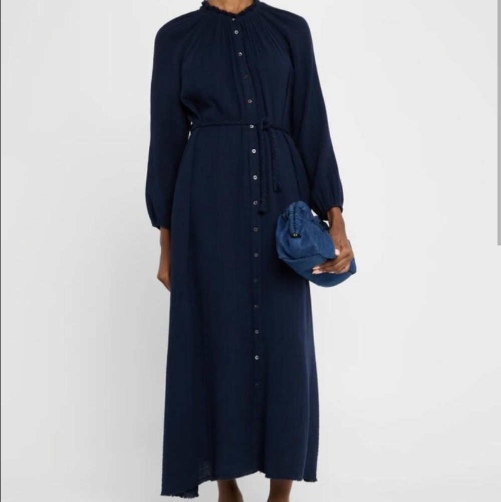 Elegant Long Sleeve Navy Dress